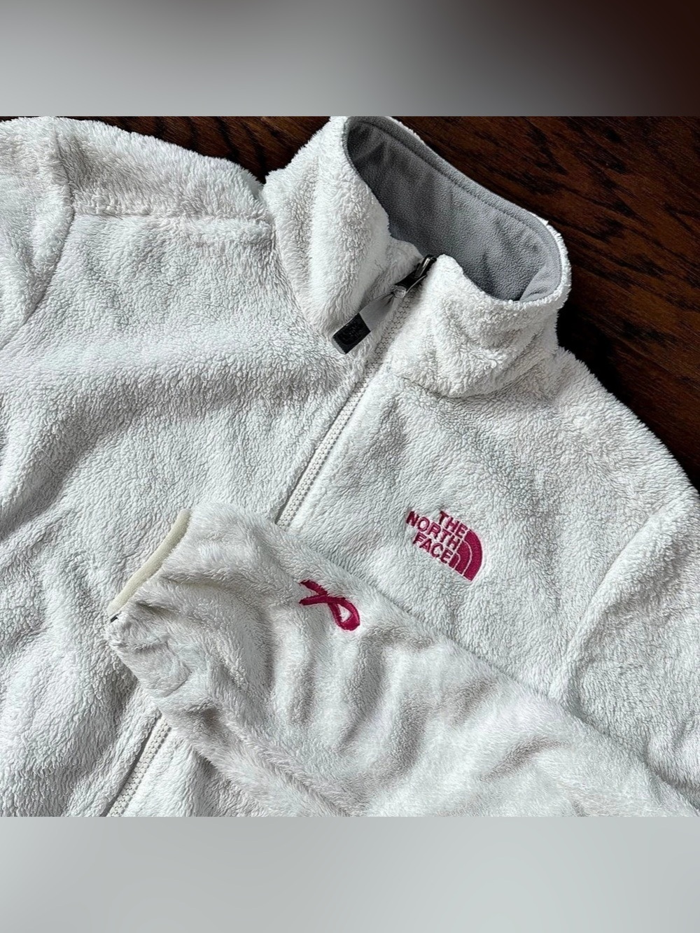 The North Face Osito Full Zip Womens Jacket Breast Cancer Awareness Medium White